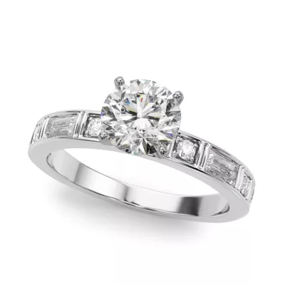 Adaline Baguette And Round Diamond Engagement Ring