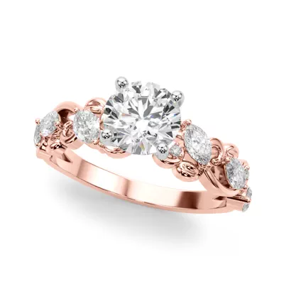 Seraphina Marquise And Round Diamond Nature Inspired Engagement Ring