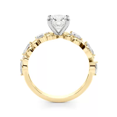 Seraphina Marquise And Round Diamond Nature Inspired Engagement Ring