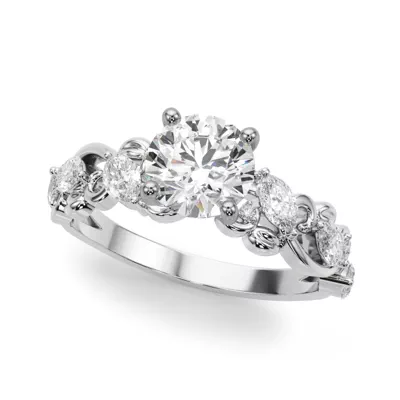 Seraphina Marquise And Round Diamond Nature Inspired Engagement Ring