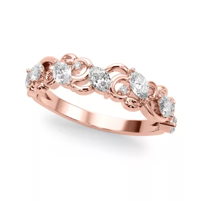 Seraphina Marquise And Round Diamond Nature Inspired Wedding Band