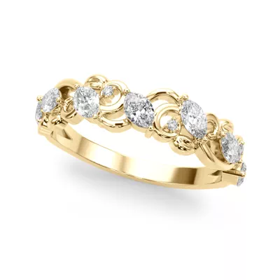 Seraphina Marquise And Round Diamond Nature Inspired Wedding Band