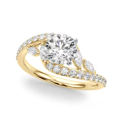 Ametrine Marquise And Round Diamond Bypass Engagement Ring