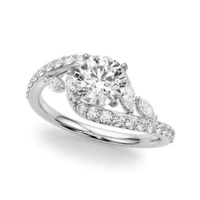Ametrine Marquise And Round Diamond Bypass Engagement Ring