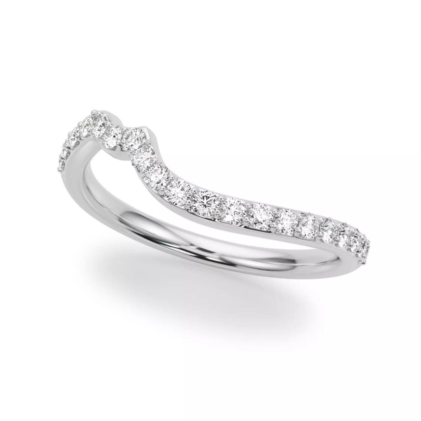 Ametrine Curved Pave Diamond Wedding Band