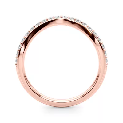 Sapphiris Curved Pave Diamond Wedding Band