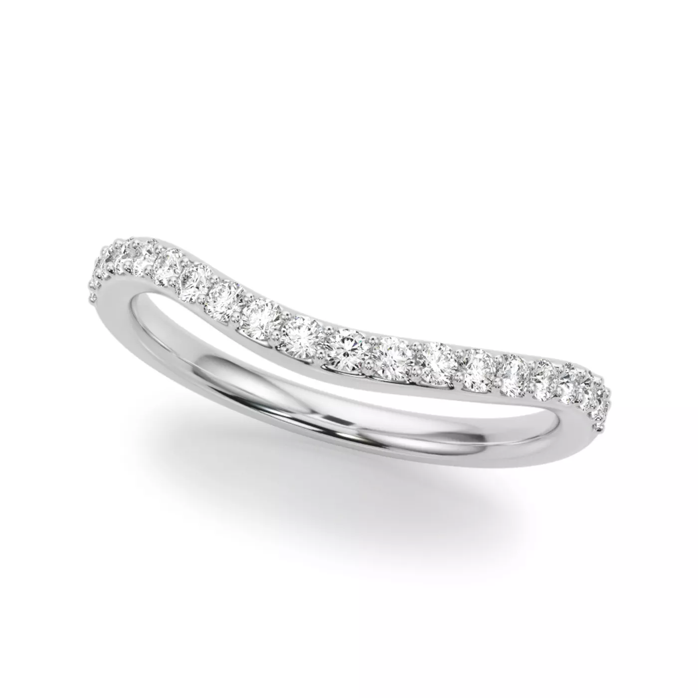 Sapphiris Curved Pave Diamond Wedding Band