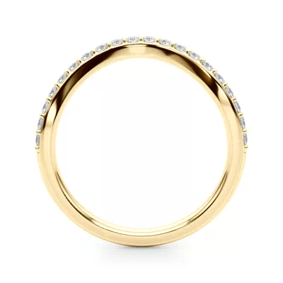 Sapphiris Curved Pave Diamond Wedding Band
