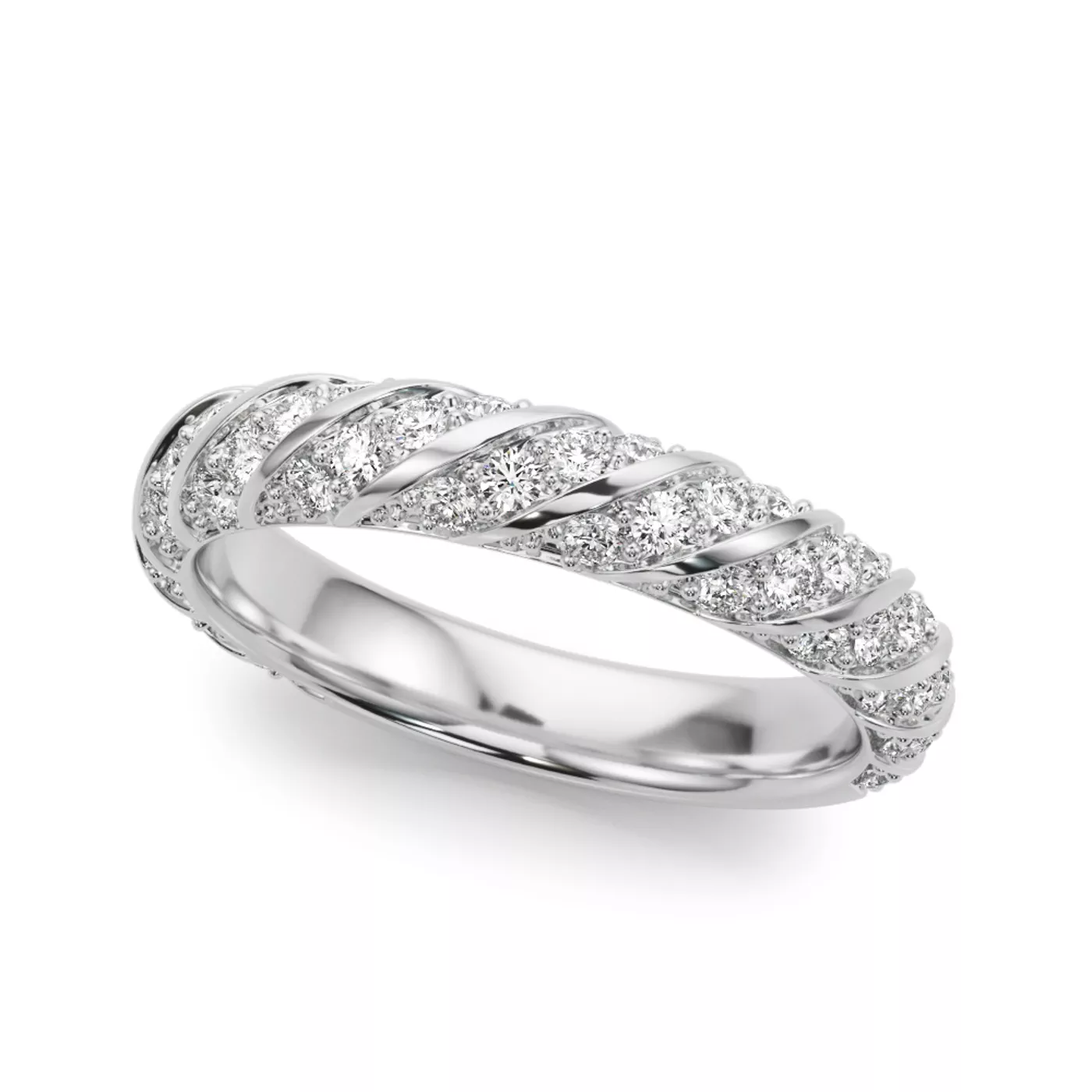 Aurorite Swirl Inspired Diamond Wedding Band