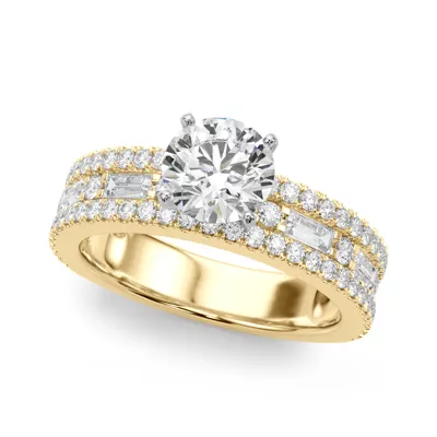 Opulencia Round And Baguette Diamond Engagement Ring