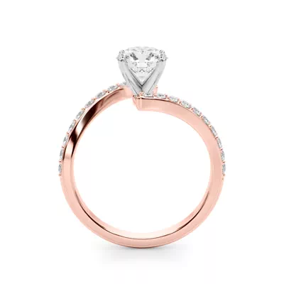 Moonstara Chevron Style Pave Diamond Engagement Ring