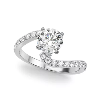 Moonstara Chevron Style Pave Diamond Engagement Ring