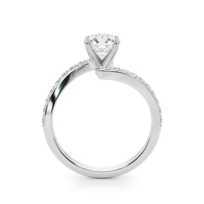 Moonstara Chevron Style Pave Diamond Engagement Ring