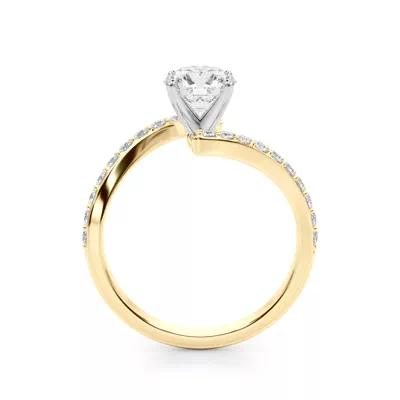 Moonstara Chevron Style Pave Diamond Engagement Ring