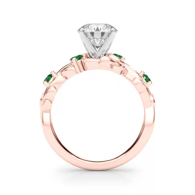Flamenco Lab Emerald Twisted Vine & Leaf Engagement Ring