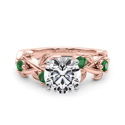 Flamenco Lab Emerald Twisted Vine & Leaf Engagement Ring