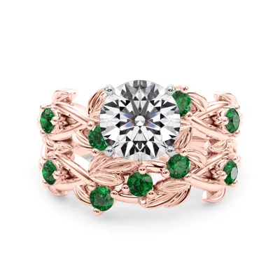 Flamenco Lab Emerald Twisted Vine & Leaf Engagement Ring