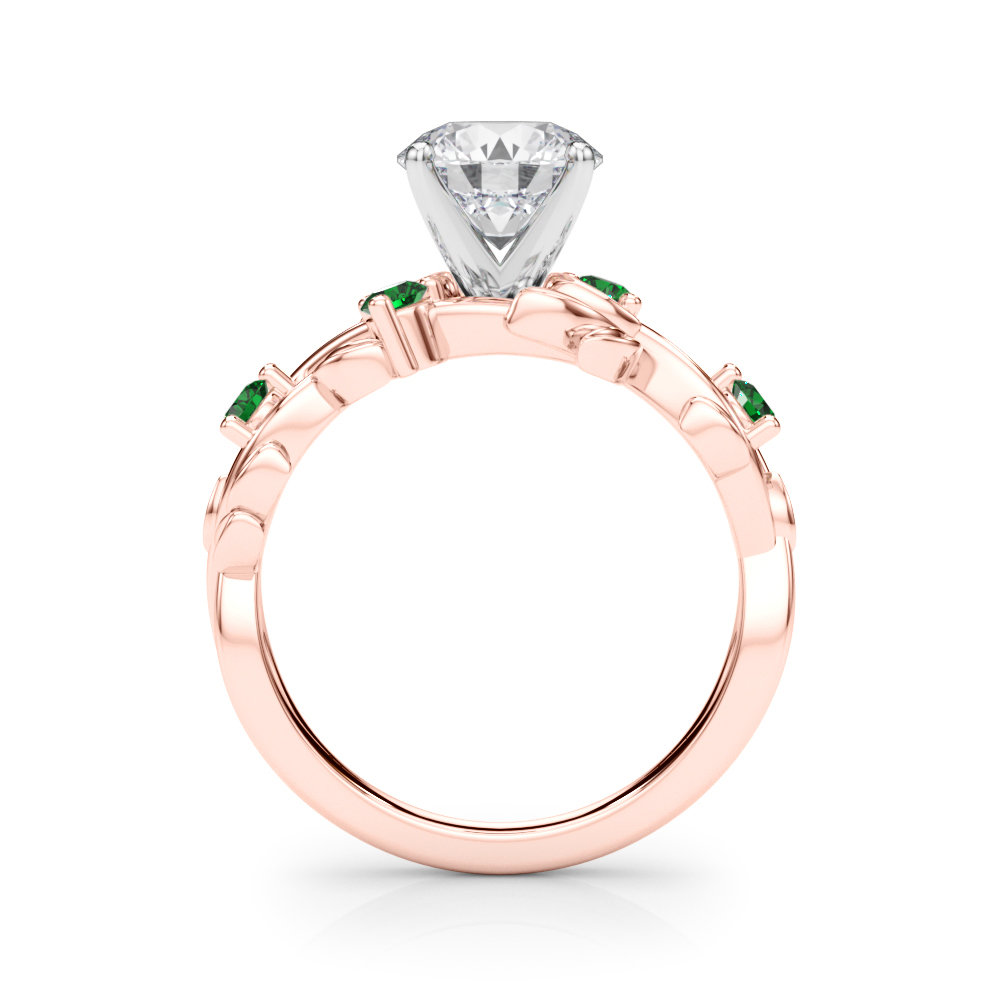 Flamenco Emerald Twisted Vine & Leaf Engagement Ring