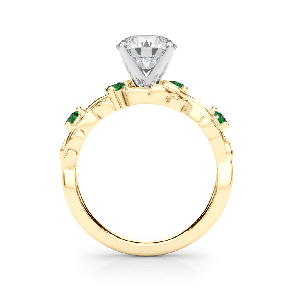 Flamenco Emerald Twisted Vine & Leaf Engagement Ring