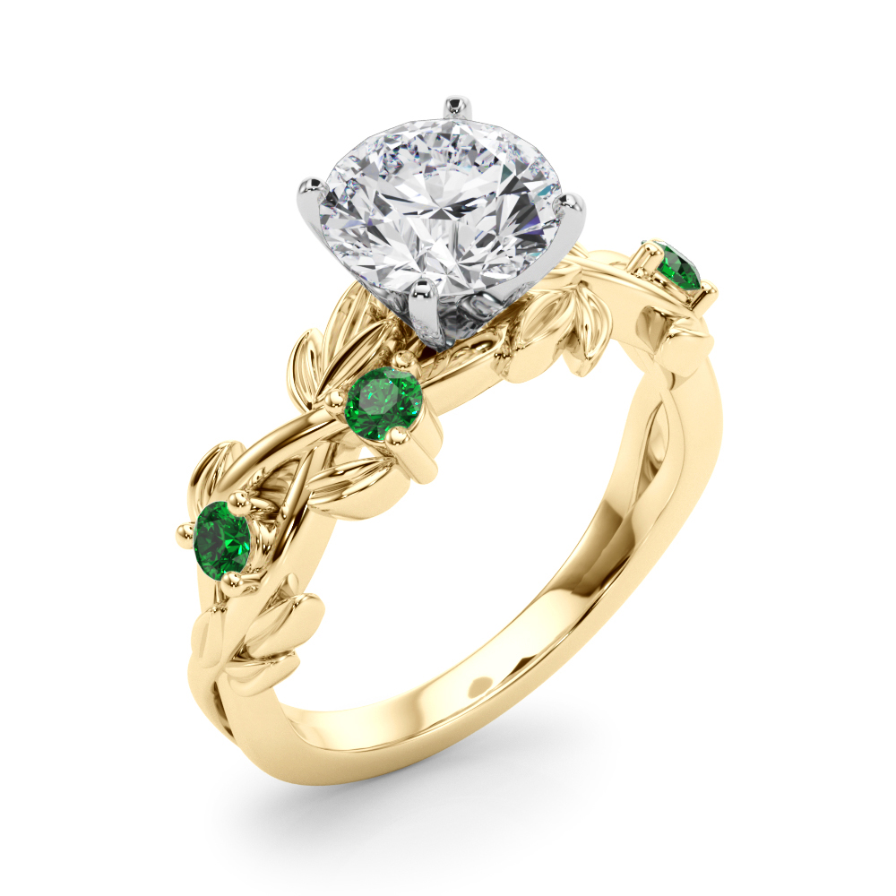 Flamenco Lab Emerald Twisted Vine & Leaf Engagement Ring