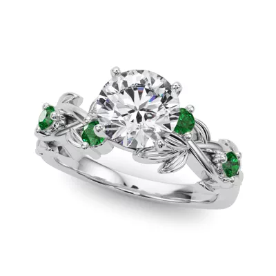 Flamenco Lab Emerald Twisted Vine & Leaf Engagement Ring