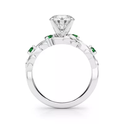 Flamenco Lab Emerald Twisted Vine & Leaf Engagement Ring