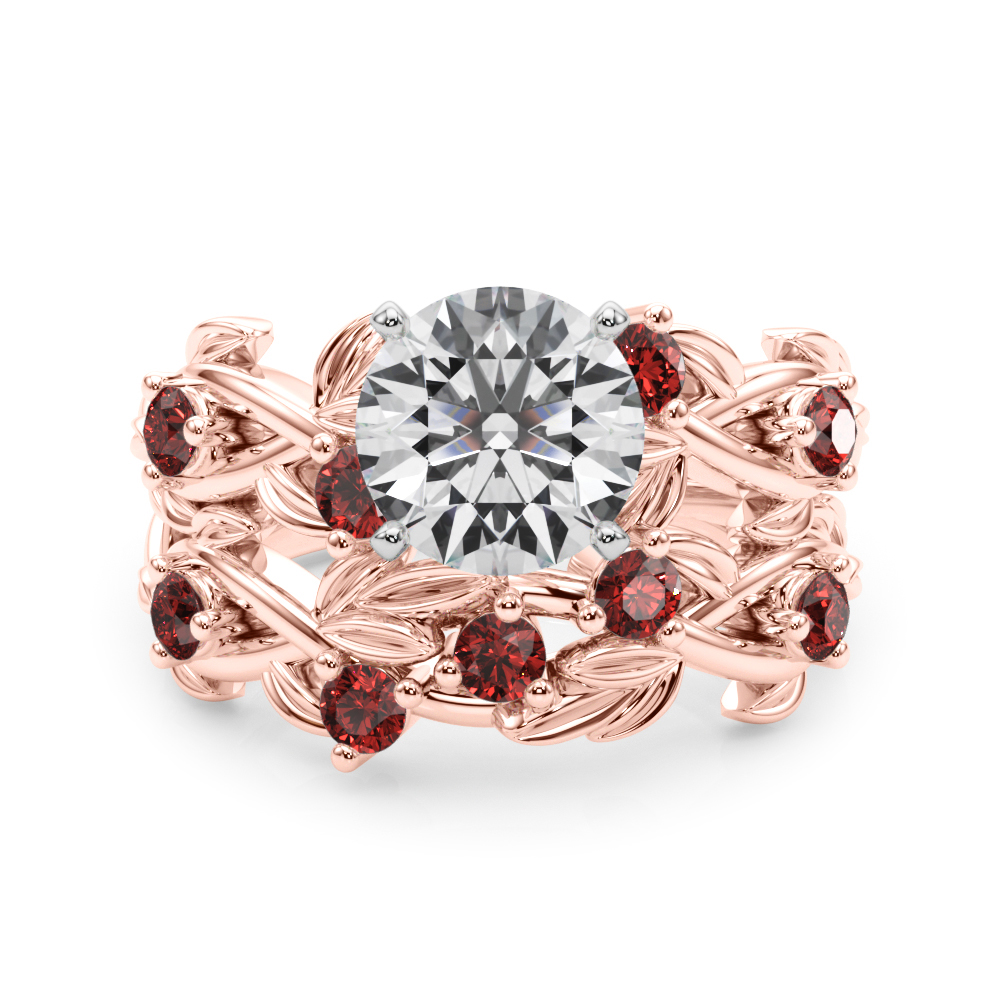 Flamenco Lab Ruby Twisted Vine & Leaf Engagement Ring