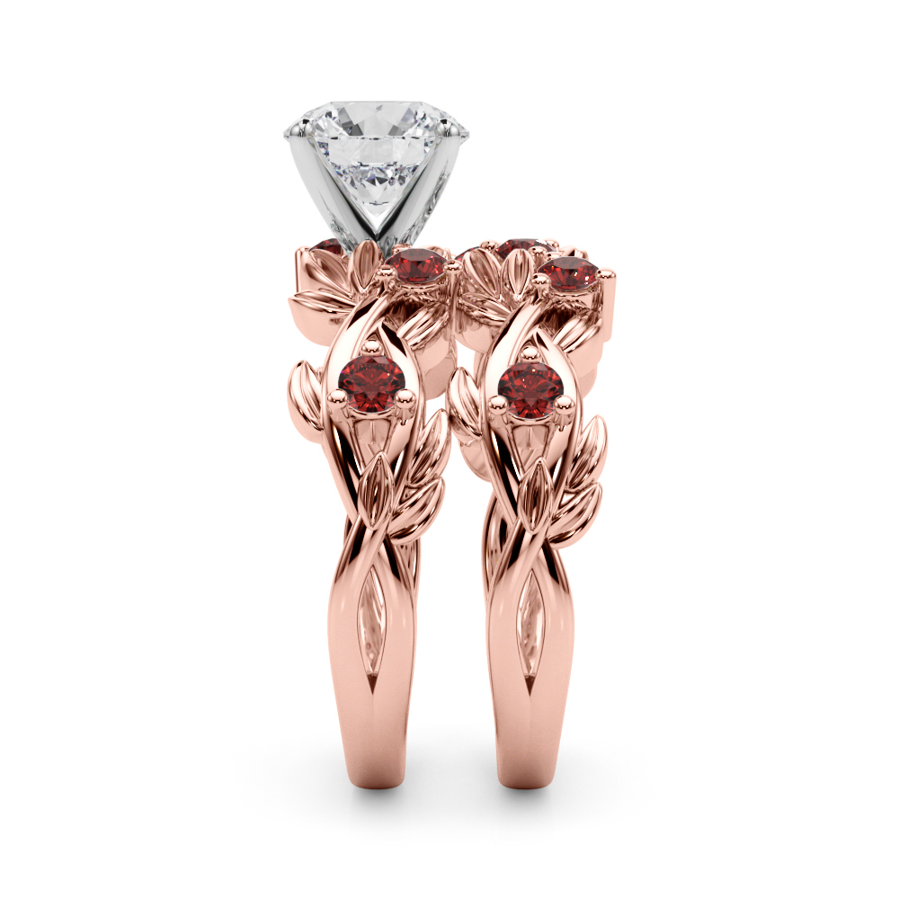 Flamenco Lab Ruby Twisted Vine & Leaf Engagement Ring