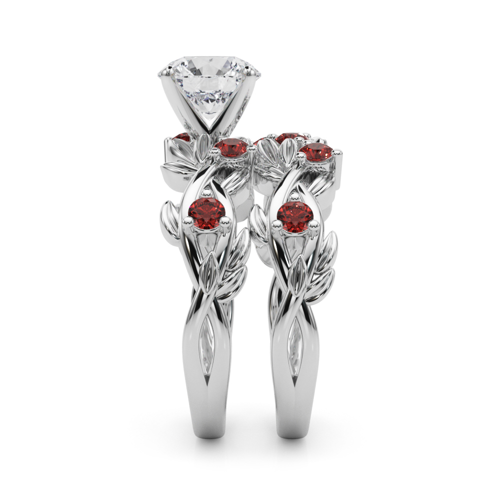 Flamenco Lab Ruby Twisted Vine & Leaf Engagement Ring