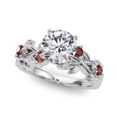 Flamenco Ruby Twisted Vine & Leaf Engagement Ring