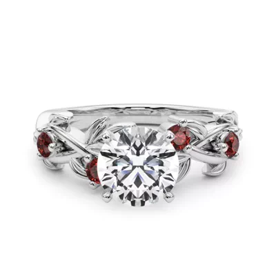 Flamenco Ruby Twisted Vine & Leaf Engagement Ring