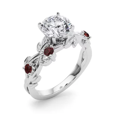 Flamenco Ruby Twisted Vine & Leaf Engagement Ring