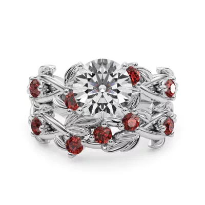Flamenco Ruby Twisted Vine & Leaf Engagement Ring