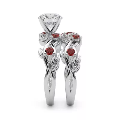 Flamenco Ruby Twisted Vine & Leaf Engagement Ring