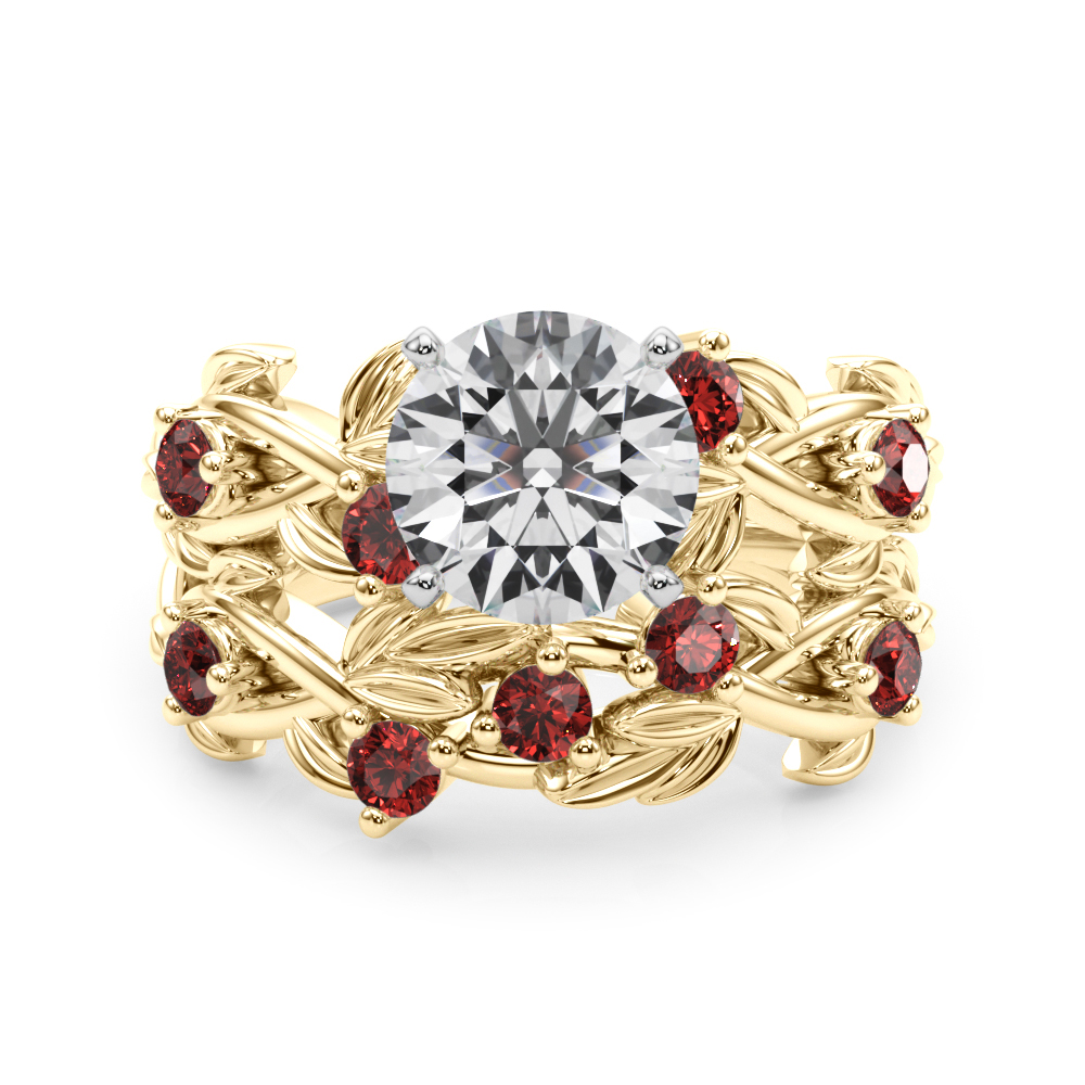 Flamenco Lab Ruby Twisted Vine & Leaf Engagement Ring