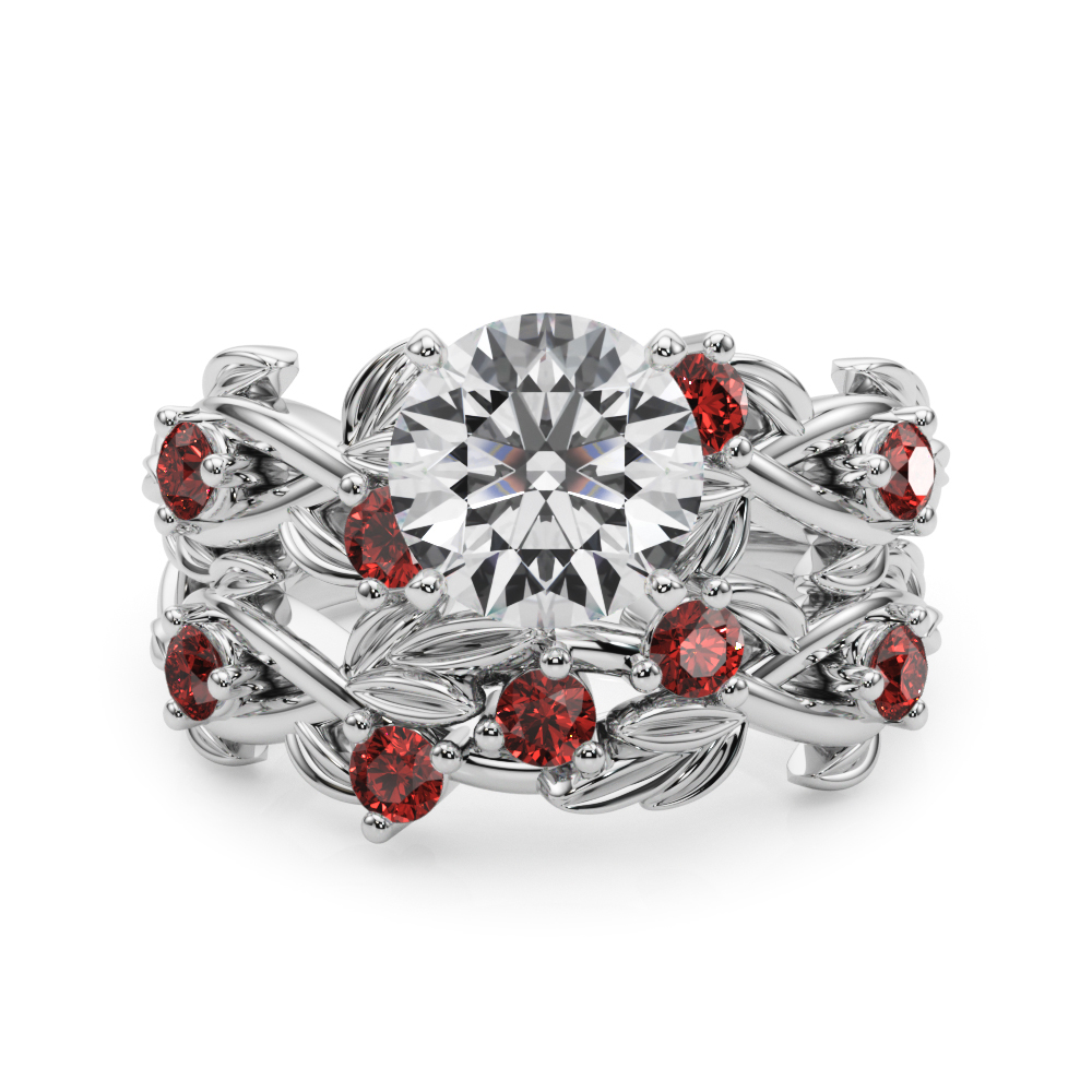 Flamenco Lab Ruby Twisted Vine & Leaf Engagement Ring