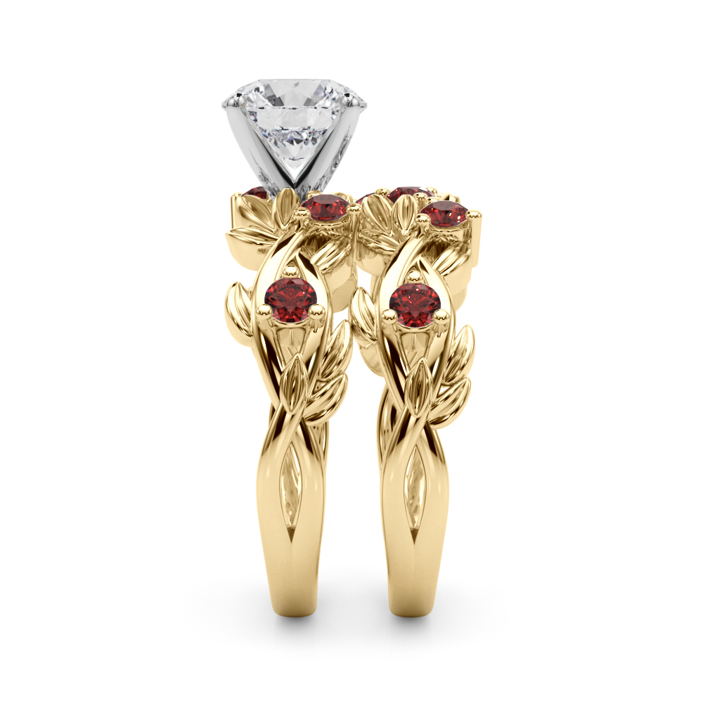 Flamenco Lab Ruby Twisted Vine & Leaf Engagement Ring
