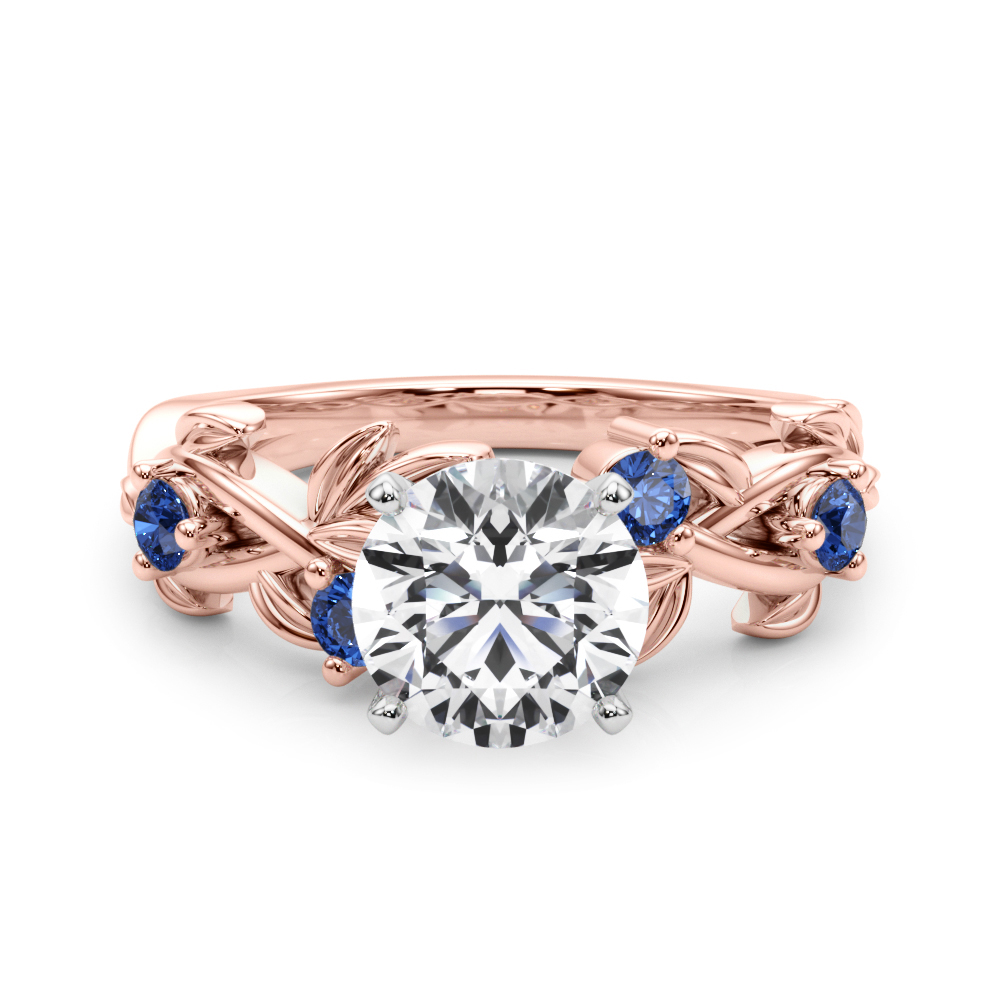 Flamenco Lab Sapphire Twisted Vine & Leaf Engagement Ring