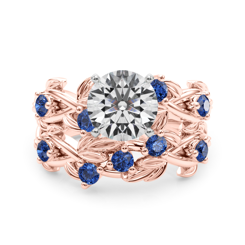 Flamenco Lab Sapphire Twisted Vine & Leaf Engagement Ring