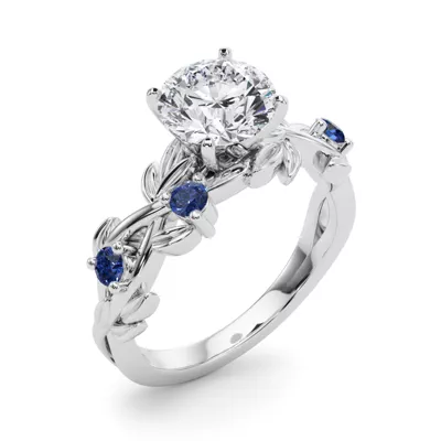 Flamenco Lab Sapphire Twisted Vine & Leaf Engagement Ring