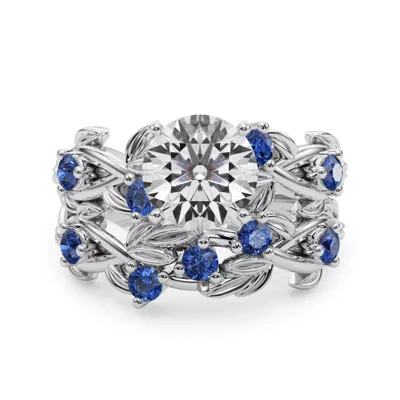 Flamenco Lab Sapphire Twisted Vine & Leaf Engagement Ring