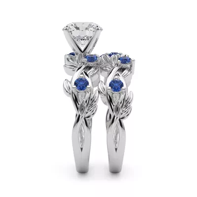 Flamenco Lab Sapphire Twisted Vine & Leaf Engagement Ring