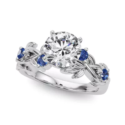 Flamenco Sapphire Twisted Vine & Leaf Engagement Ring