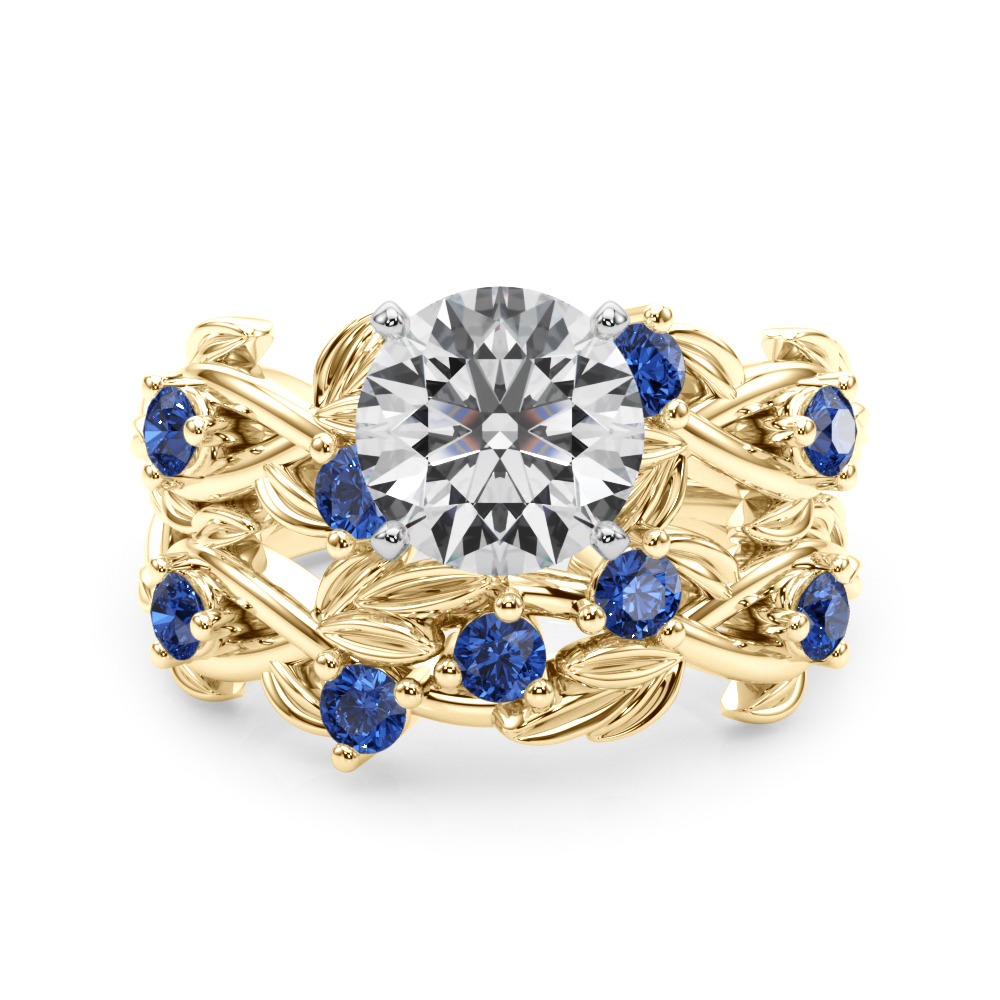 Flamenco Lab Sapphire Twisted Vine & Leaf Engagement Ring
