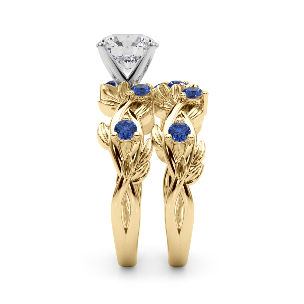 Flamenco Lab Sapphire Twisted Vine & Leaf Engagement Ring