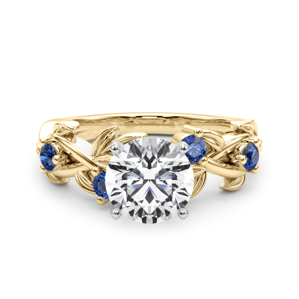 Flamenco Sapphire Twisted Vine & Leaf Engagement Ring