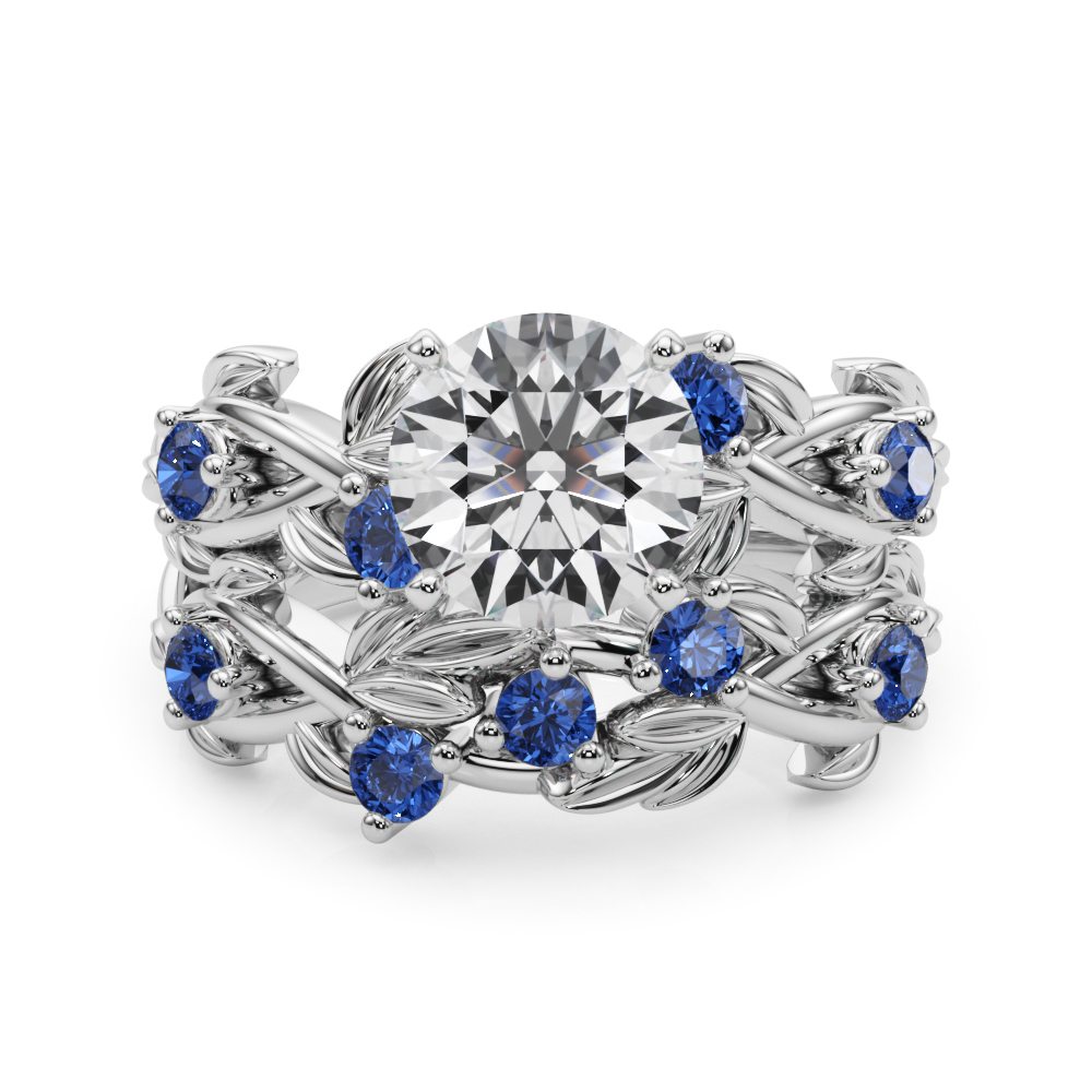 Flamenco Lab Sapphire Twisted Vine & Leaf Engagement Ring