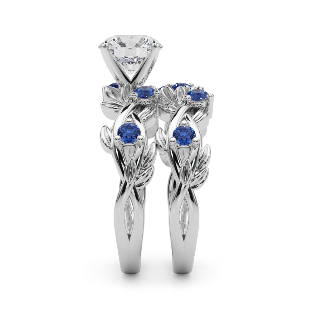 Flamenco Sapphire Twisted Vine & Leaf Engagement Ring