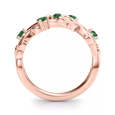 Flamenco Lab Emerald Twisted Vine & Leaf Wedding Band