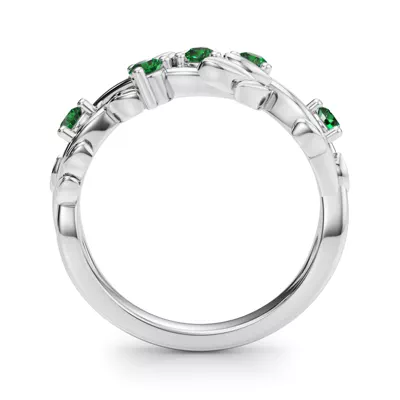 Flamenco Lab Emerald Twisted Vine & Leaf Wedding Band